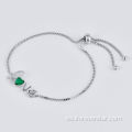 Joyería de venta caliente S925 Pulsera ajustable de plata Emeraldas